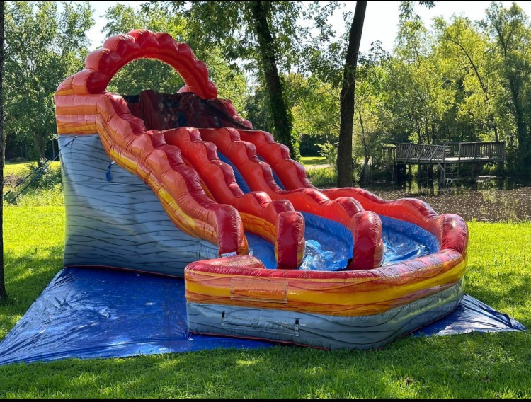 19’ Fire Marble Curved Dual Lane Water Slide