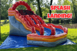 19’  Curved Dual Lane Fire & Marble  Water Slide