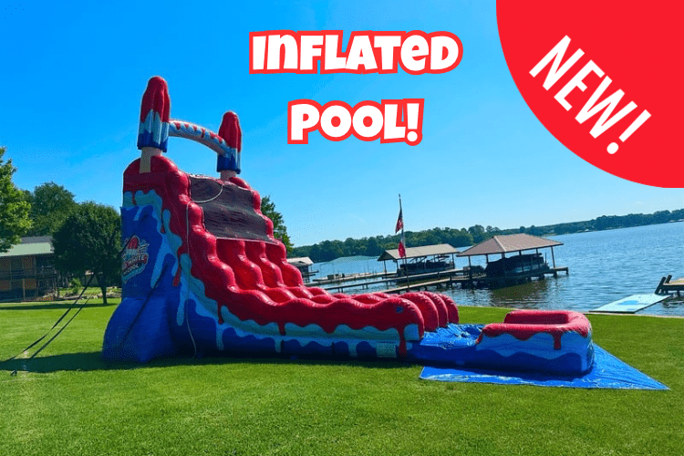 22’ Dual Lane Red, White, & Cool Water Slide