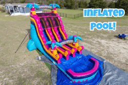 22' Dual Lane Teal Rippling Rush Water Slide