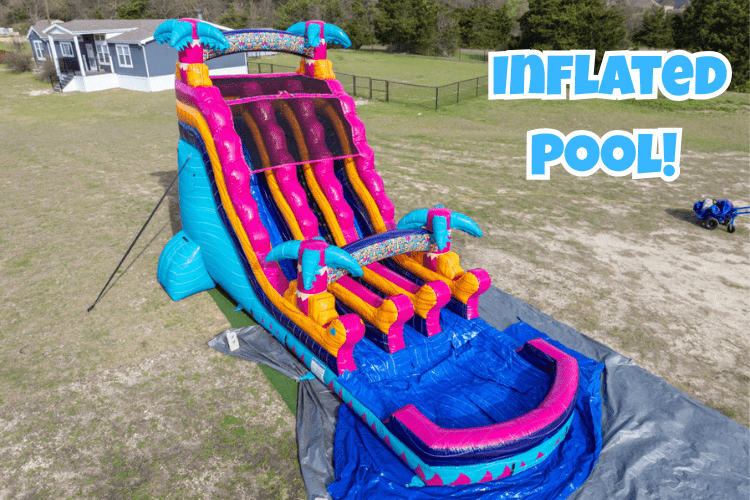 22' Dual Lane Teal Rippling Rush Water Slide