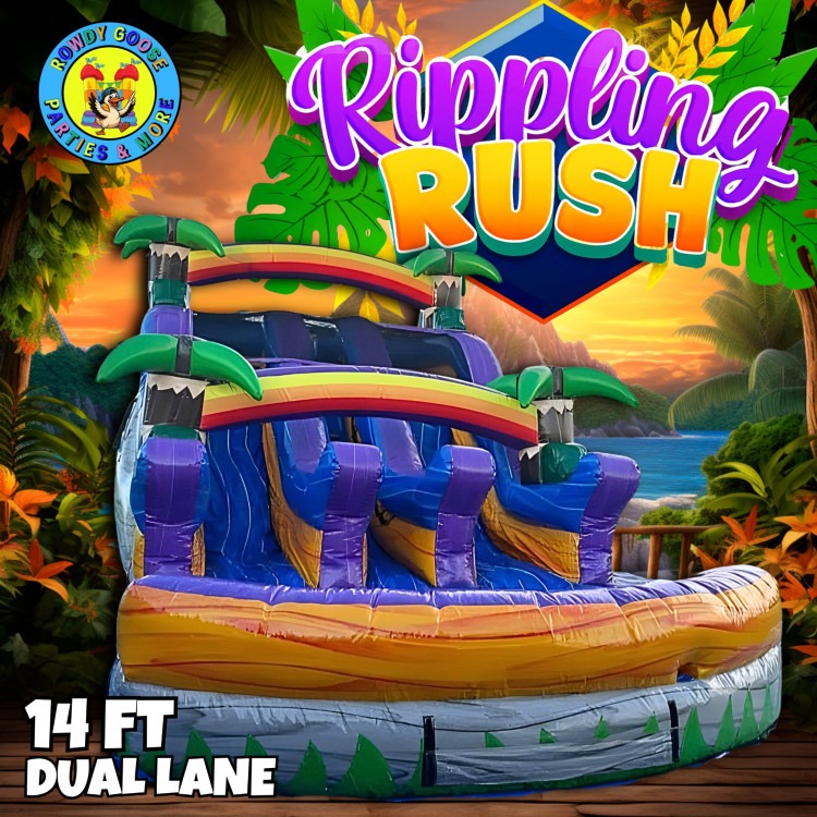 14’ Dual Lane Rippling Rush Water Slide