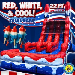 22’ Dual Lane Red, White, & Cool Water Slide