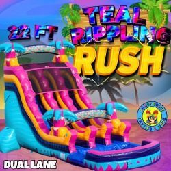 22' Dual Lane Teal Rippling Rush Water Slide