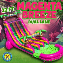 22' Dual Lane Magenta Breeze Water Slide