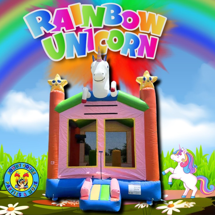 Rainbow Unicorn Bounce House