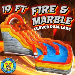 19’  Curved Dual Lane Fire & Marble  Water Slide
